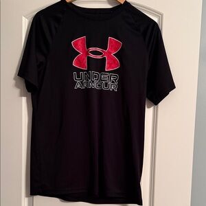Under Armour Boy’s Black Tee with Red Logo